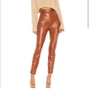 Lovers + Friends REVOLVE Georgie Faux Leather Pants Chestnut Brown Small